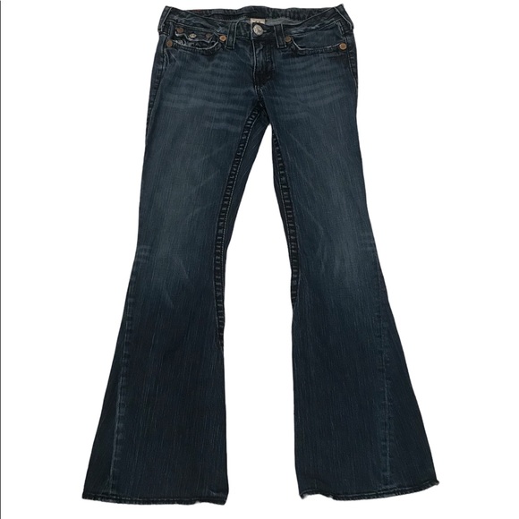 True Religion Denim - True Religion Joey Jeans Flare Distressed Dark Wash Size 31